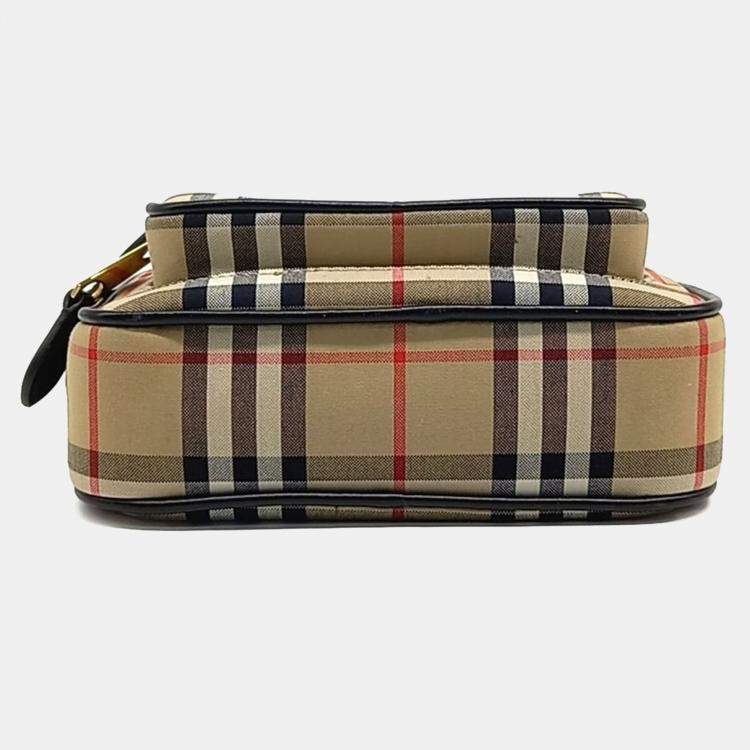 Pre Owned Burberry Beige/Black Fabric Mini Camera Bag