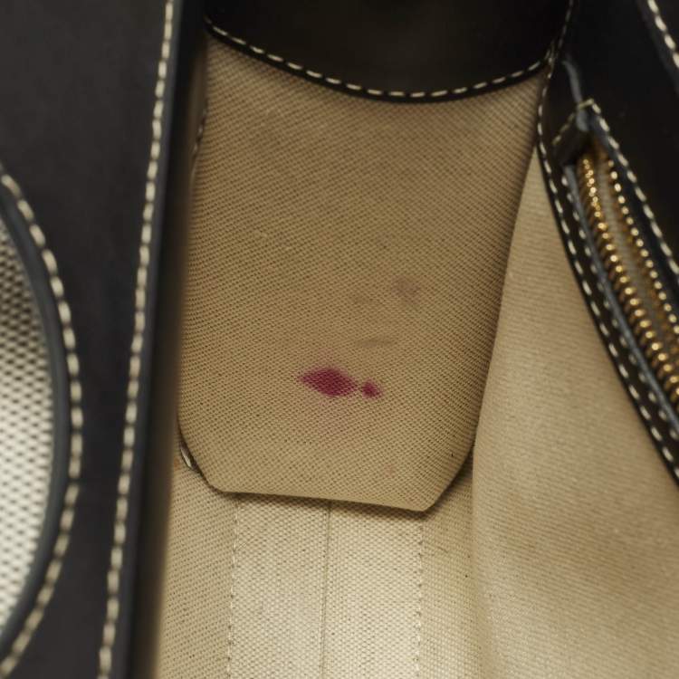 Pre Owned Burberry Pocket Mini Black/Grey Leather and Canvas Tote