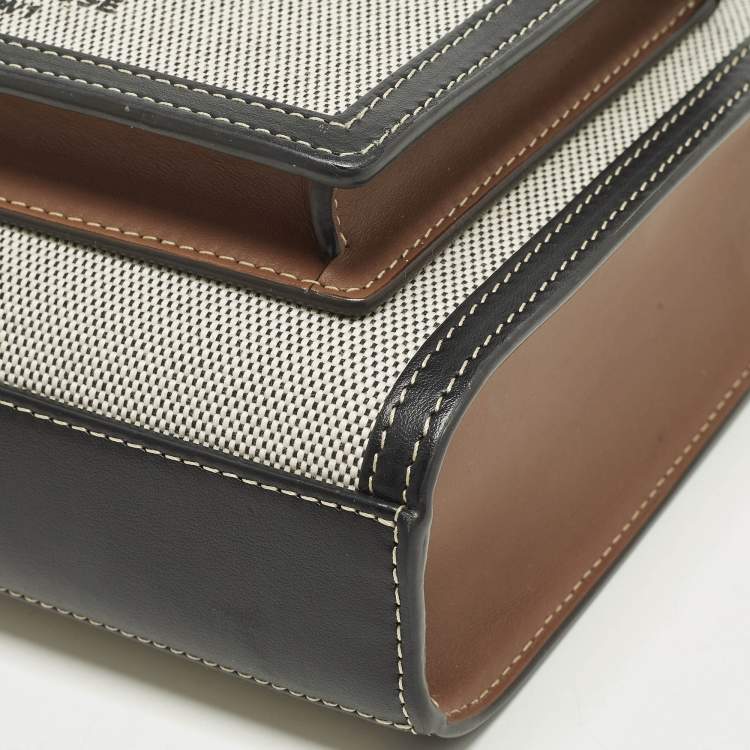 Pre Owned Burberry Pocket Mini Black/Grey Leather and Canvas Tote