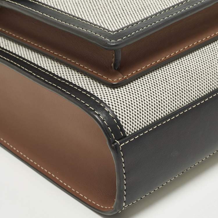 Pre Owned Burberry Pocket Mini Black/Grey Leather and Canvas Tote