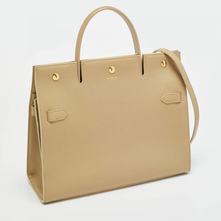 مملوكة مسبقًا Burberry Title Beige Leather Tote