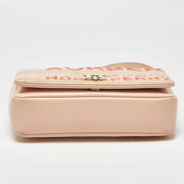 Pre Owned Burberry Horseferry Lola Small Peach Quilted Leather Shoulder Bag