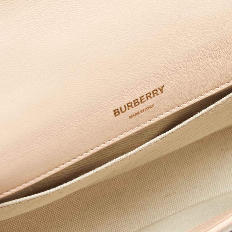 Pre Owned Burberry Horseferry Lola Small Peach Quilted Leather Shoulder Bag