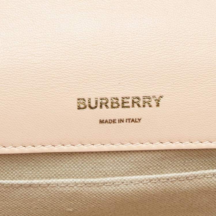 Pre Owned Burberry Horseferry Lola Small Peach Quilted Leather Shoulder Bag