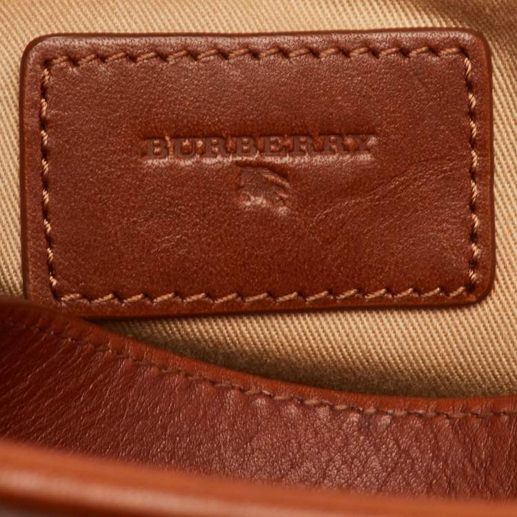 Pre Owned Burberry Red/Beige Nova Check Canvas and Leather Satchel