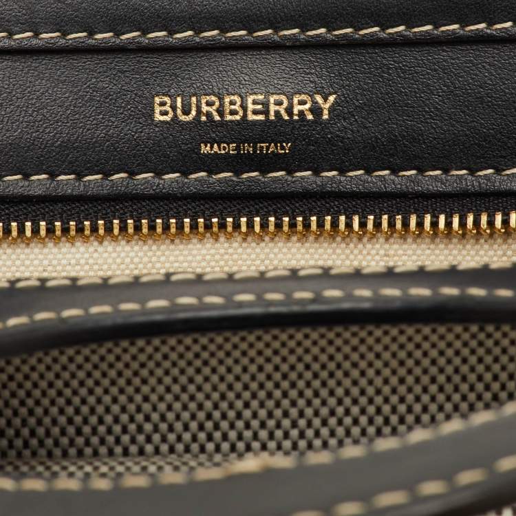 Pre Owned Burberry Pocket Mini Multicolor Canvas and Leather Tote