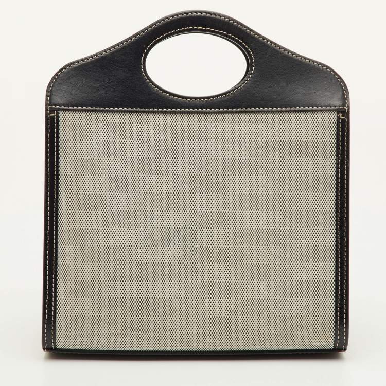 Pre Owned Burberry Pocket Mini Multicolor Canvas and Leather Tote