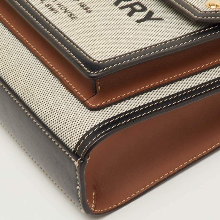 Pre Owned Burberry Pocket Mini Multicolor Canvas and Leather Tote