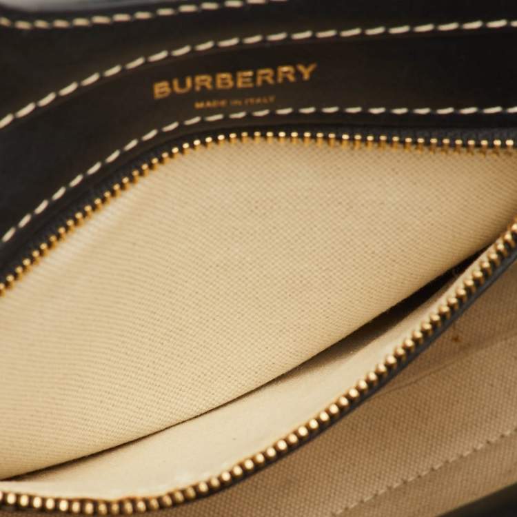 Pre Owned Burberry Pocket Mini Multicolor Canvas and Leather Tote