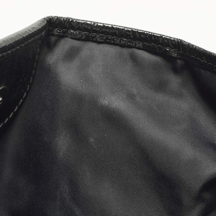 Pre Owned Burberry Black/Grey Beat Check Nylon and Patent Leather Tote