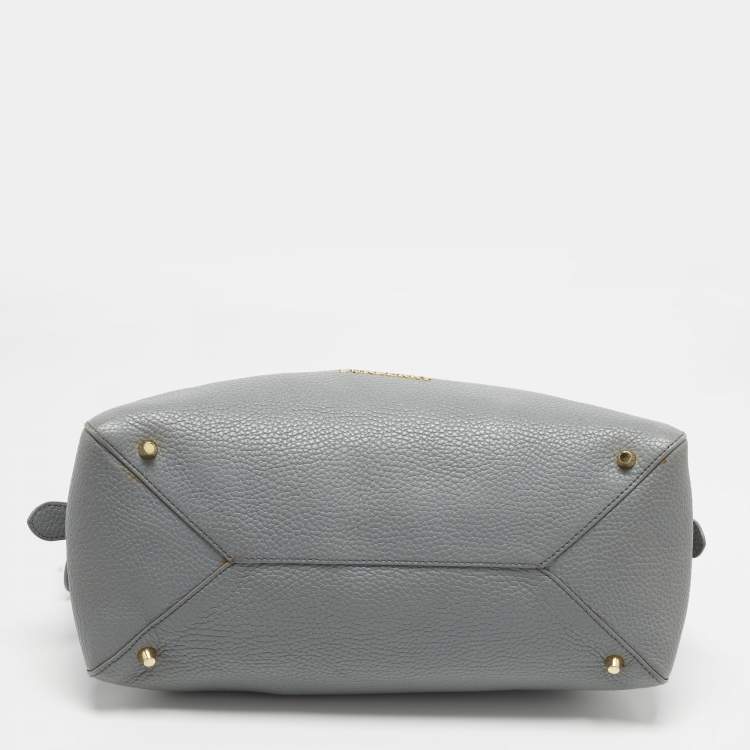 مملوكة مسبقًا Burberry Greenwood Light Blue Leather Satchel