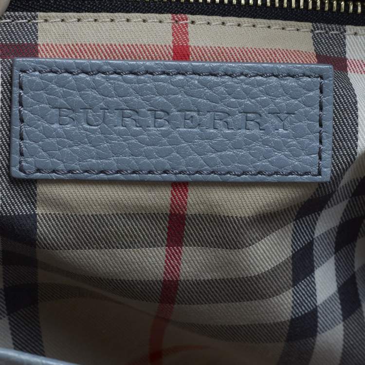 مملوكة مسبقًا Burberry Greenwood Light Blue Leather Satchel