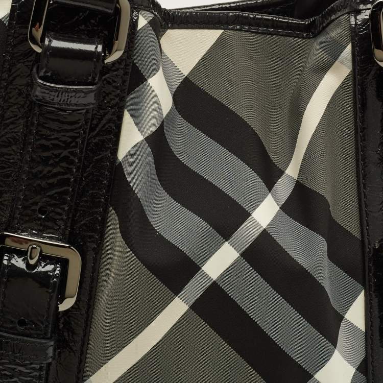 Pre Owned Burberry Victoria Black Beat Check Nylon Tote