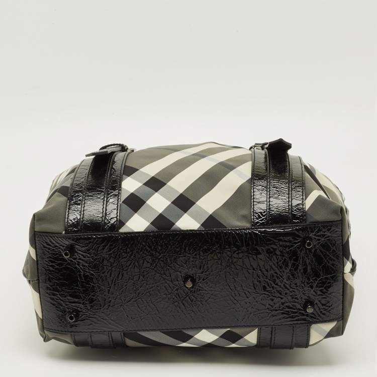 Pre Owned Burberry Victoria Black Beat Check Nylon Tote