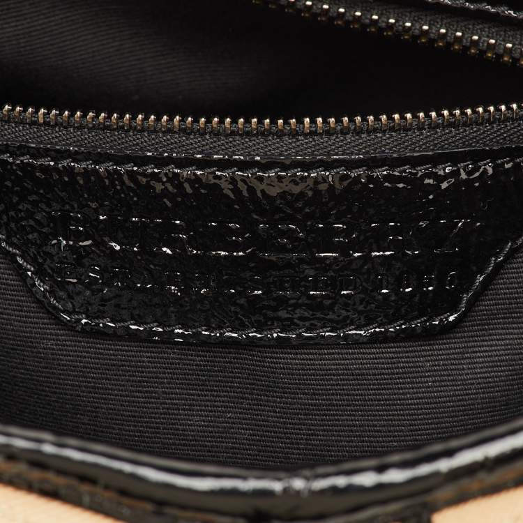 Pre Owned Burberry Lowry Beige/Black Nova Check Patent Leather and Cartridge Pleat PVC Tote