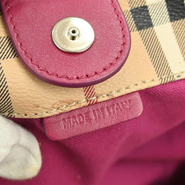 Pre Owned Burberry House Check Beige PVC Tote Bag