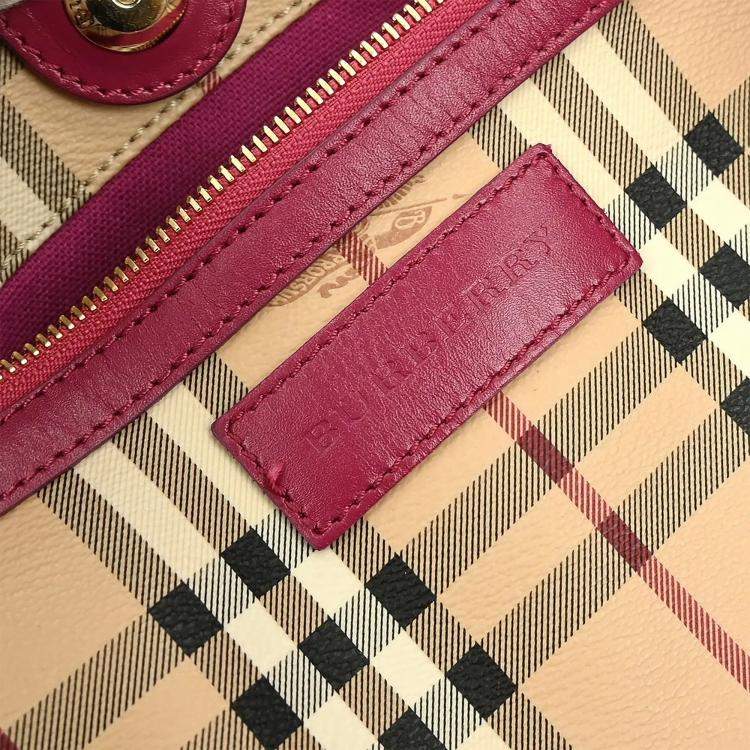 Pre Owned Burberry House Check Beige PVC Tote Bag