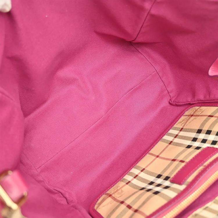 Pre Owned Burberry House Check Beige PVC Tote Bag