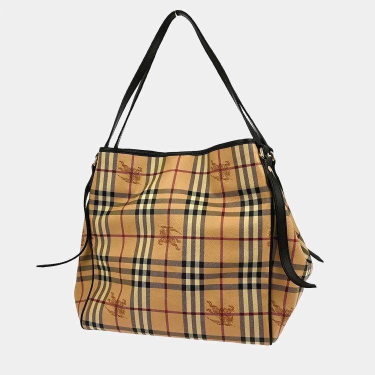 مملوكة مسبقًا Burberry House Check Beige Canvas Shoulder Bag