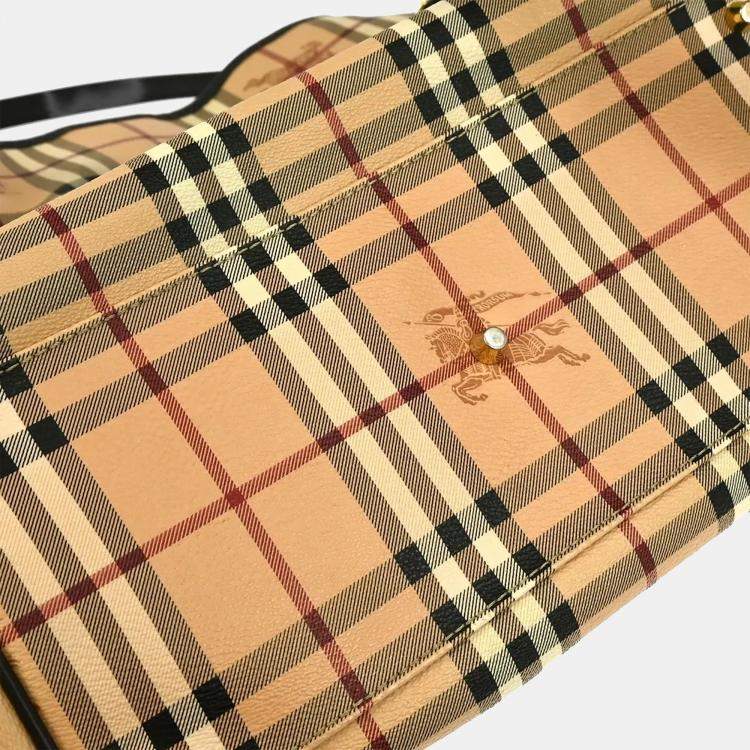 مملوكة مسبقًا Burberry House Check Beige Canvas Shoulder Bag
