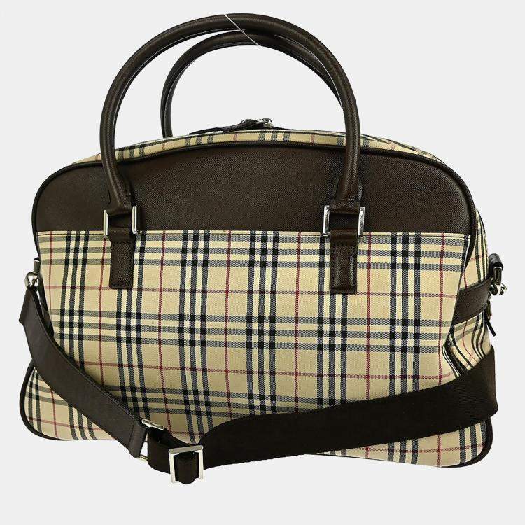 Pre Owned Burberry Beige Brown Burberry Check 2Way Handbag