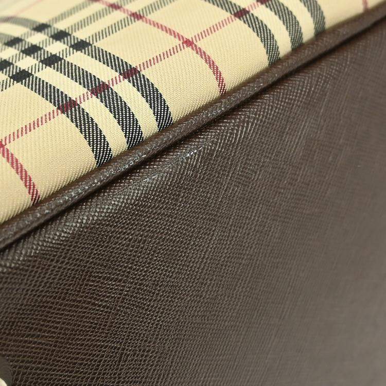 Pre Owned Burberry Beige Brown Burberry Check 2Way Handbag