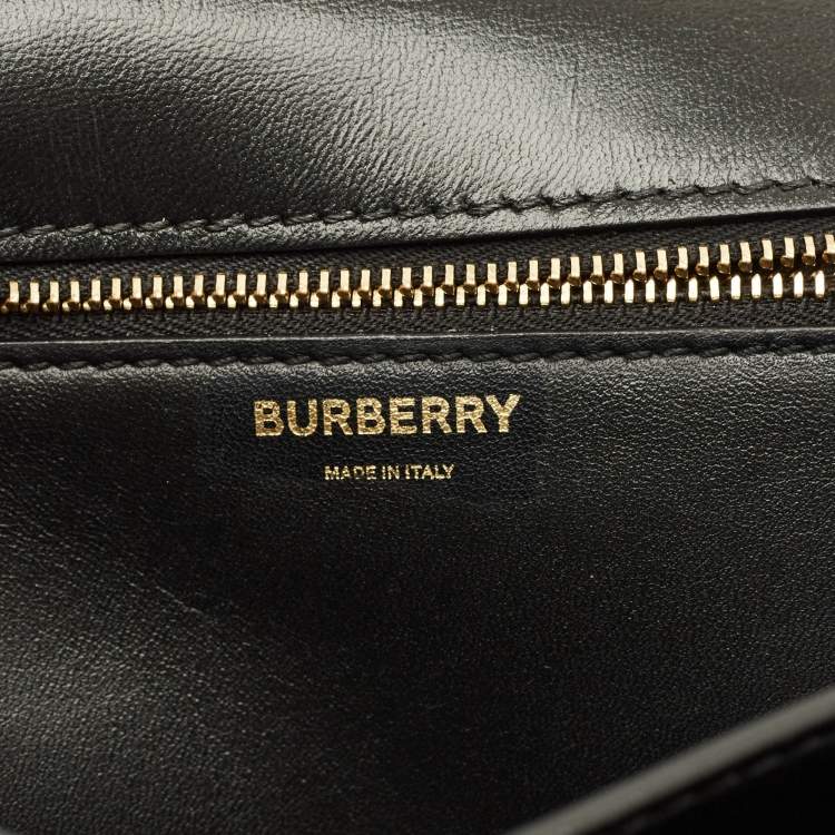 Pre Owned Burberry TB Small Monogram Embossed Leather Shoulder Bag