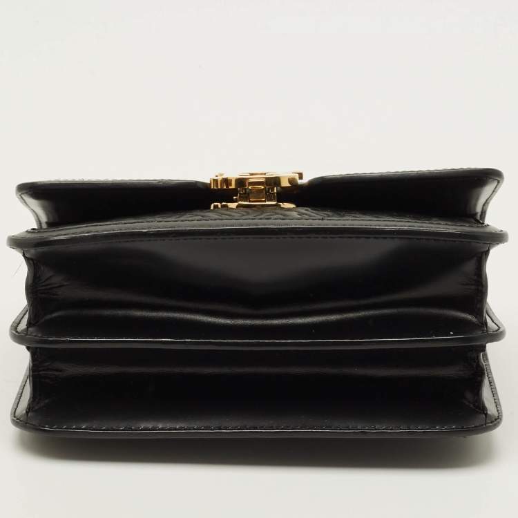 Pre Owned Burberry TB Small Monogram Embossed Leather Shoulder Bag