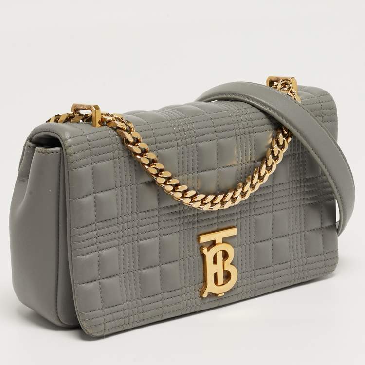 Pre Owned Burberry Lola Small Grey Quilted Leather Shoulder Bag