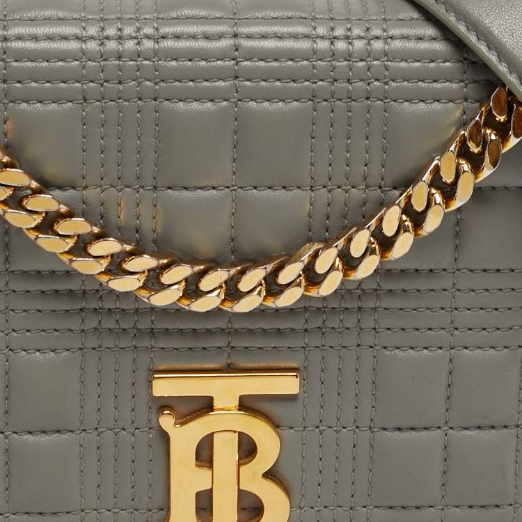 Pre Owned Burberry Lola Small Grey Quilted Leather Shoulder Bag