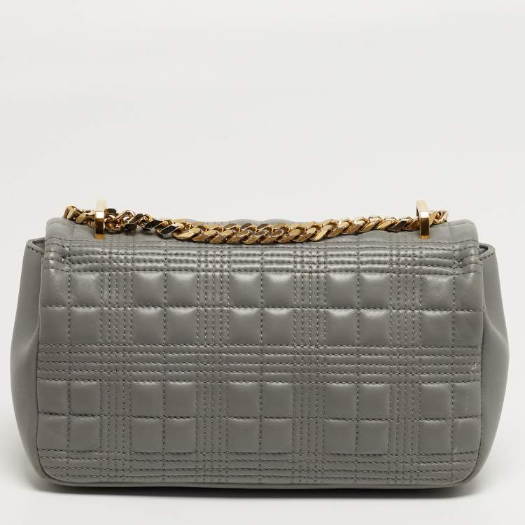 Pre Owned Burberry Lola Small Grey Quilted Leather Shoulder Bag