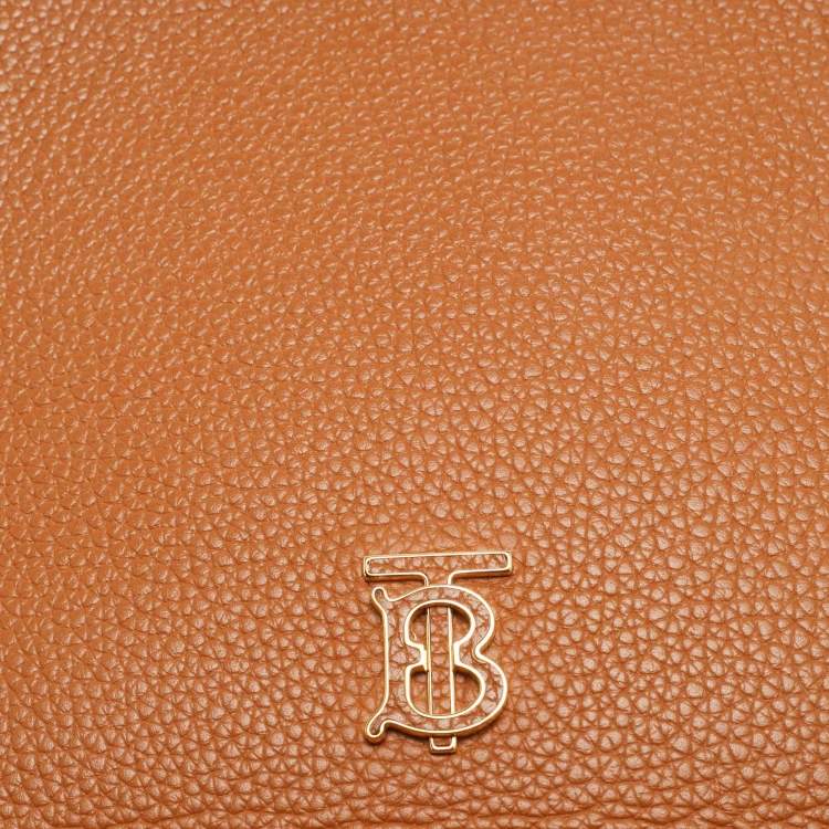 Pre Owned Burberry TB Brown Leather Pouch Shoulder Bag