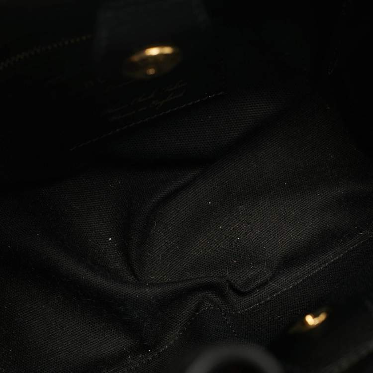 Pre Owned Burberry Banner Small Black/Beige House Check Fabric and Leather Tote