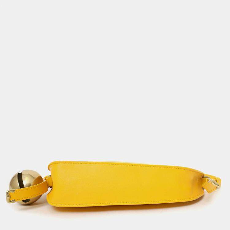 Pre Owned Burberry Yellow Leather Bell Shield Sling Bag