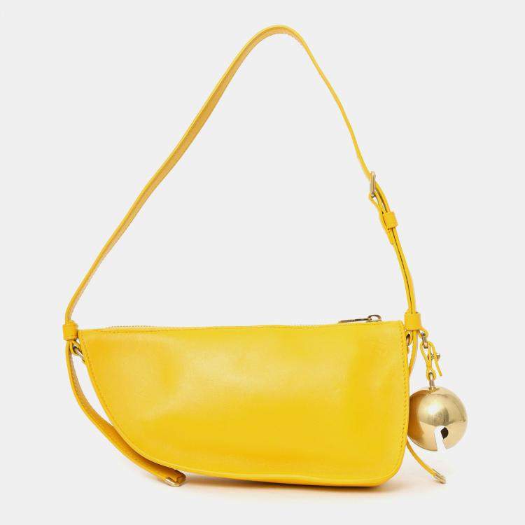 Pre Owned Burberry Yellow Leather Bell Shield Sling Bag