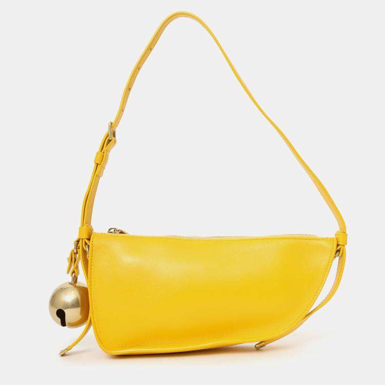 Pre Owned Burberry Yellow Leather Bell Shield Sling Bag