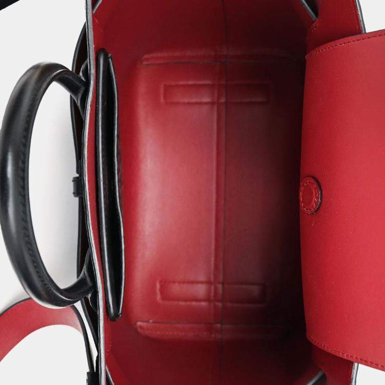 Pre Owned Burberry Black Leather TB Monogram Embossed Tote with Strap