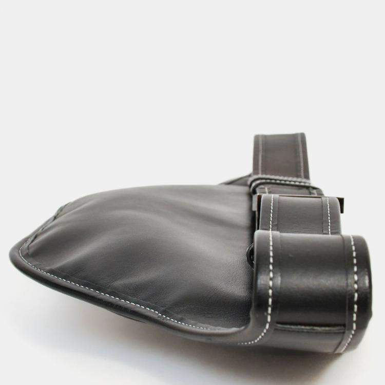 Pre Owned Burberry Black Leather White Contrast Stitch 'Brummell' Belt Bag