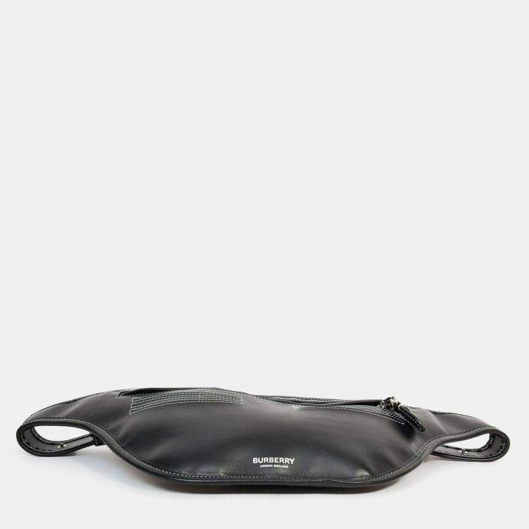 Pre Owned Burberry Black Leather White Contrast Stitch 'Brummell' Belt Bag