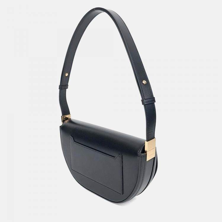 Pre Owned Burberry Black Leather Olympia Small