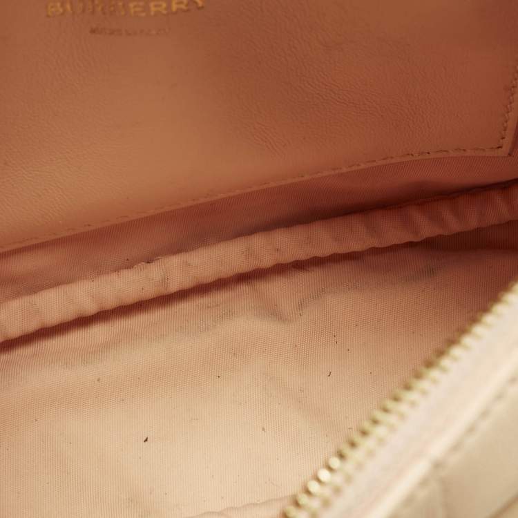 Pre Owned Burberry Lola Mini Peach Pink Quilted Leather Camera Bag