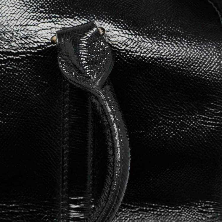 Pre Owned Burberry Dinton Medium Black Patent Leather Tote