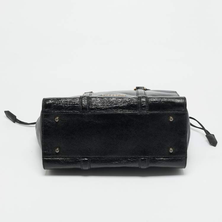 Pre Owned Burberry Dinton Medium Black Patent Leather Tote