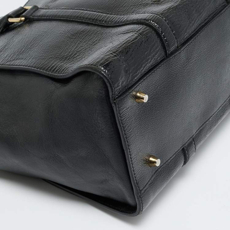 Pre Owned Burberry Dinton Medium Black Patent Leather Tote