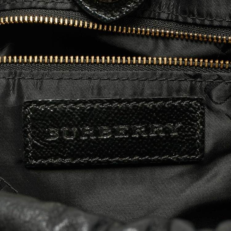 Pre Owned Burberry Dinton Medium Black Patent Leather Tote