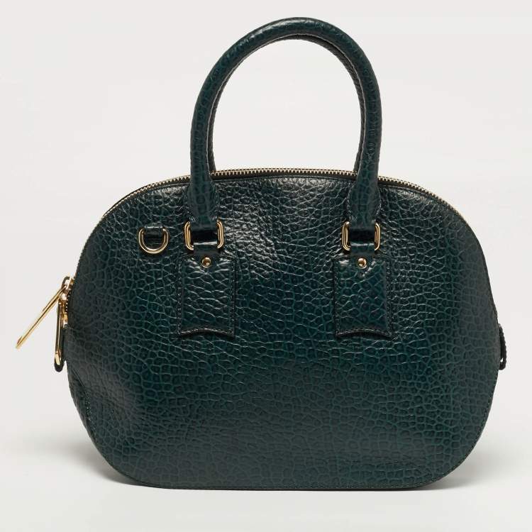 مملوكة مسبقًا Burberry Orchard Small Green Pebbled Leather Bowler Bag