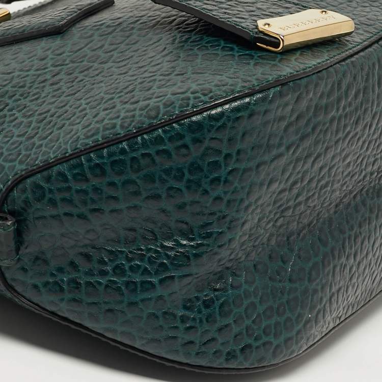 مملوكة مسبقًا Burberry Orchard Small Green Pebbled Leather Bowler Bag
