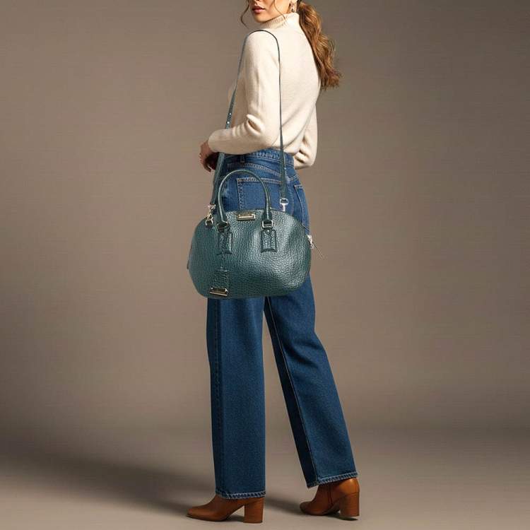 مملوكة مسبقًا Burberry Orchard Small Green Pebbled Leather Bowler Bag