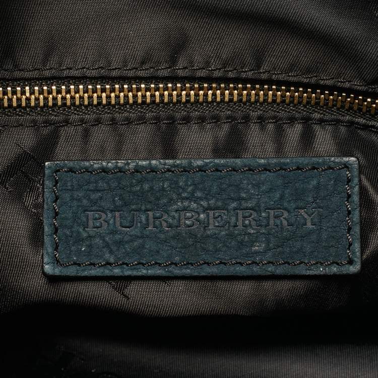 Pre Owned Burberry Barrel Bow Medium Indigo Green Nubuck Leather Bowler Bag