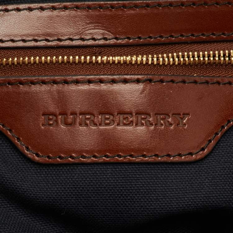 Pre Owned Burberry Canterbury Small Beige/Brown House Check Canvas and Leather Tote